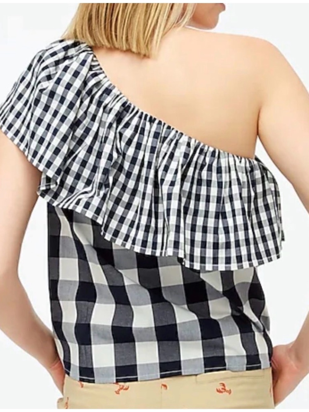 J.Crew Factory Women's One-Shoulder Ruffle Poplin Tank - Picture 2 of 13